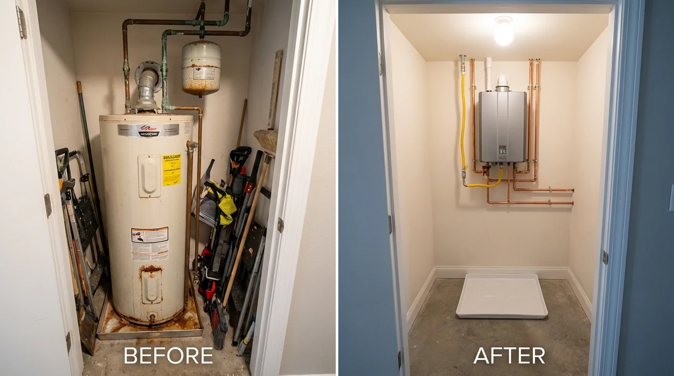 Tank water heater versus wall-mounted tankless unit comparison for Hamburg, AR homeowners